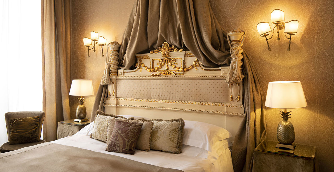 Una camera di charme dell'Hotel Metropole a Venezia.